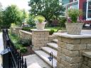 Anchor Highland Stone Wall and Pillars with Limestone Caps and Steps